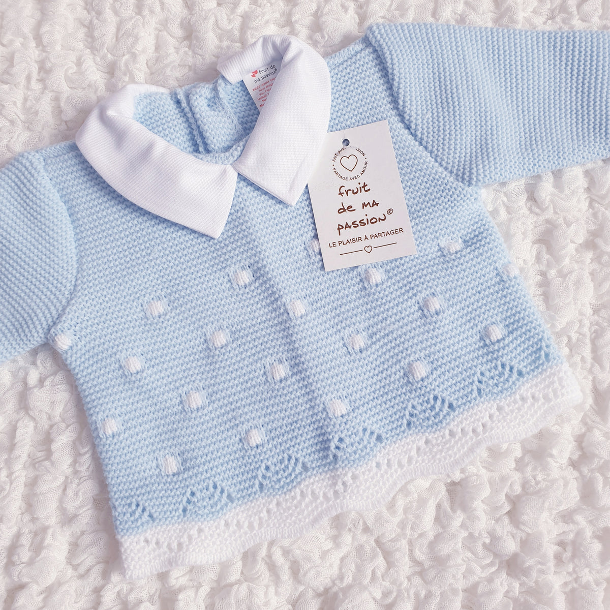 Baby Boys Spanish Blue/White Knitted 3 Piece Box Set