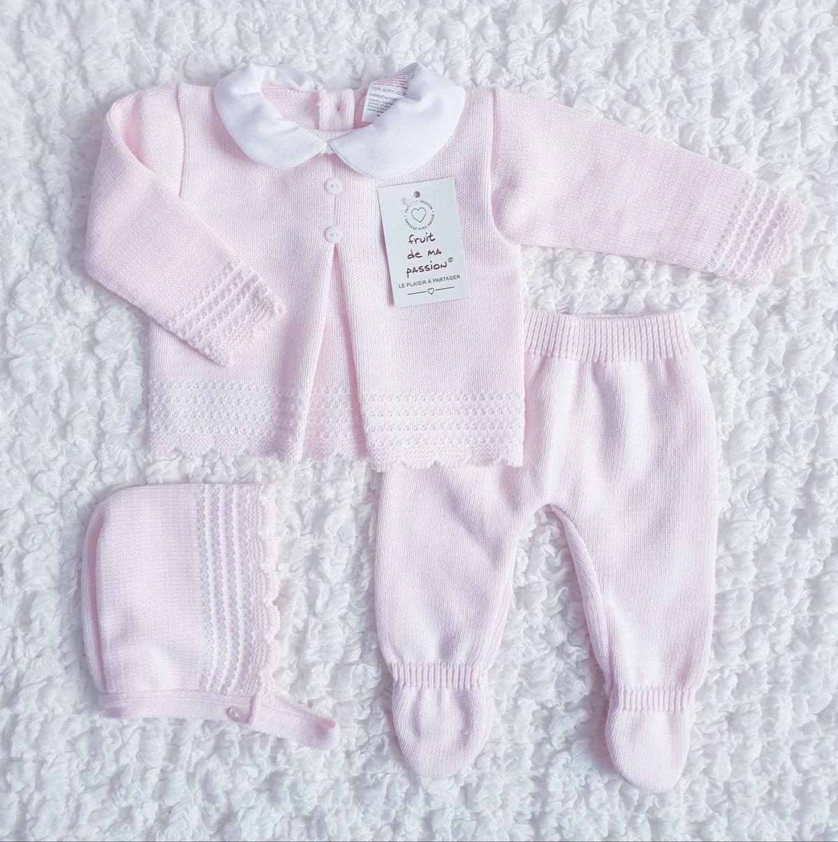 Baby Girls Pink Spanish Knitted 3 Piece Box Set