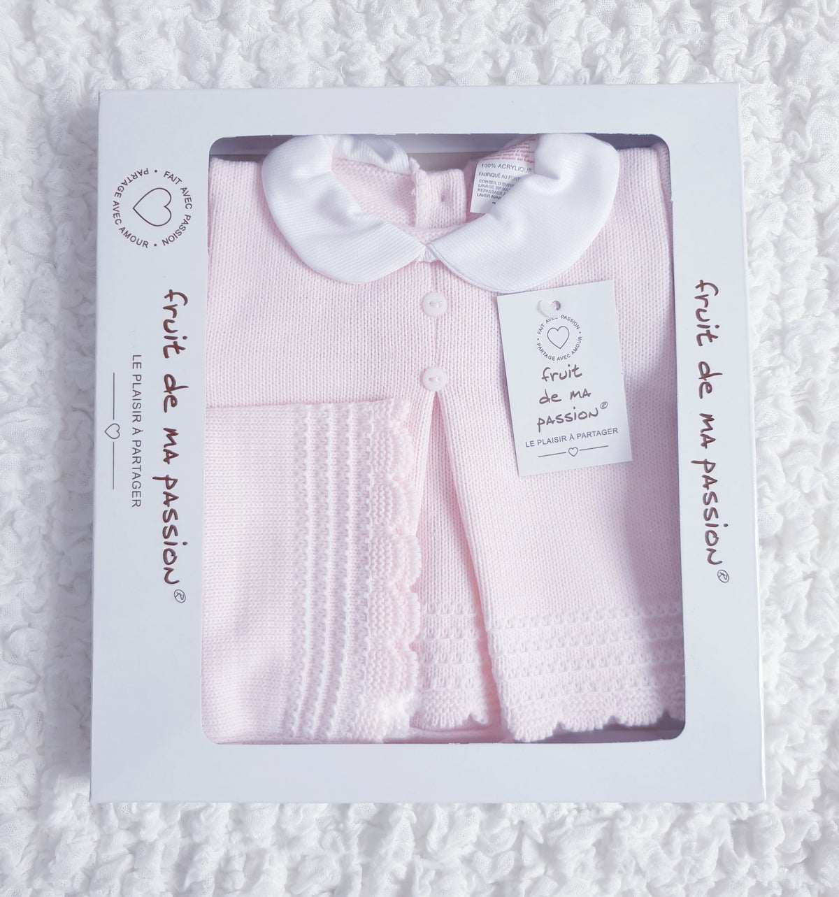 Baby Girls Pink Spanish Knitted 3 Piece Box Set