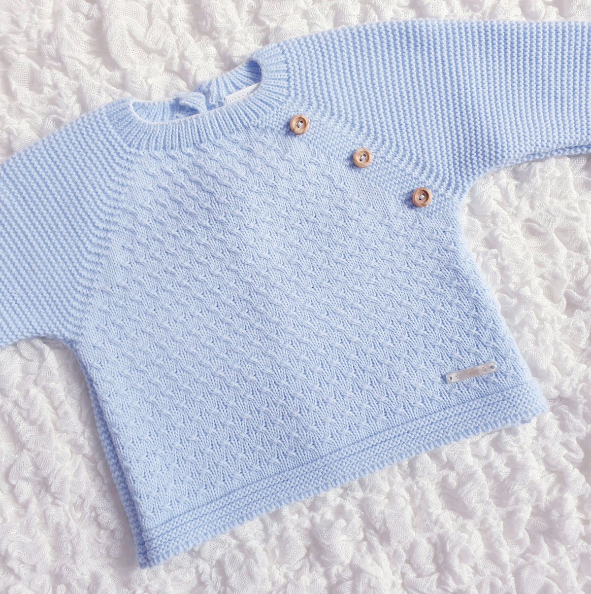 Baby Boys Blue Knitted Jam Pants Set