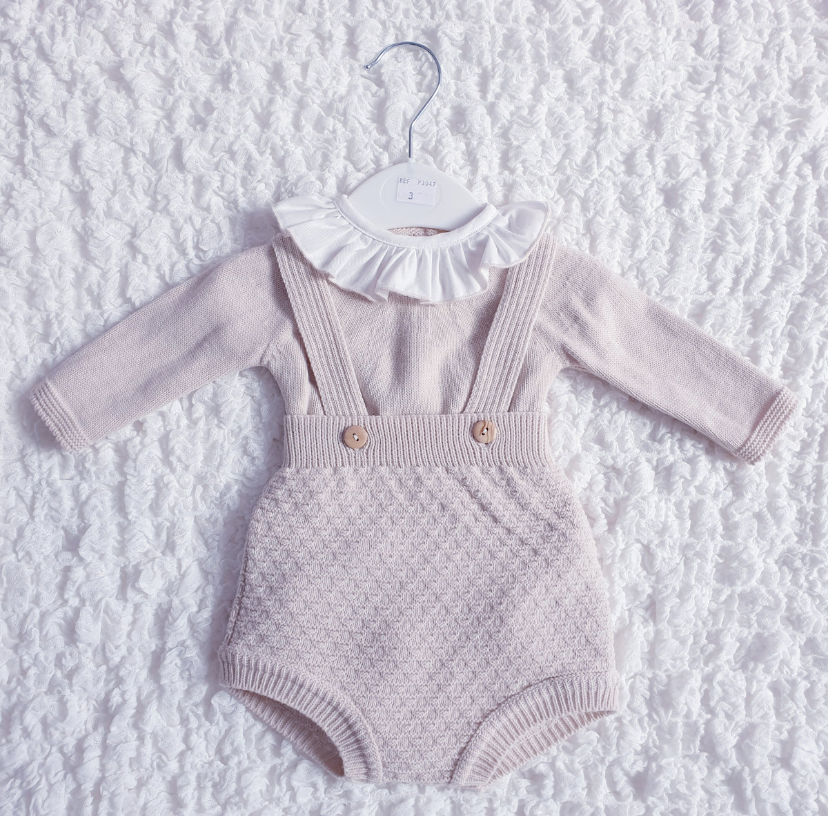 Baby Girls Beige Spanish Knitted Jam Pants & Jumper Set