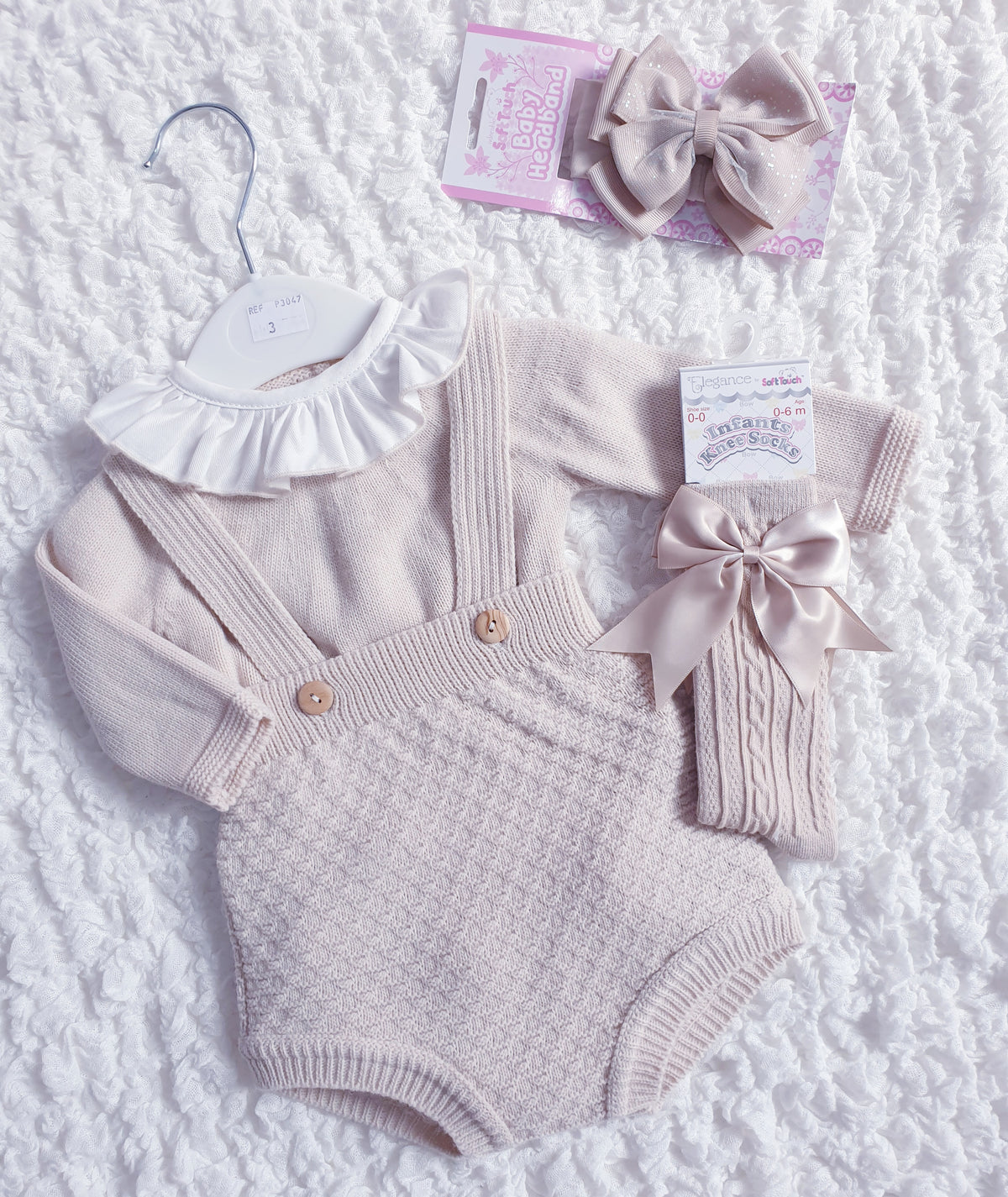 Baby Girls Beige Spanish Knitted Jam Pants & Jumper Set