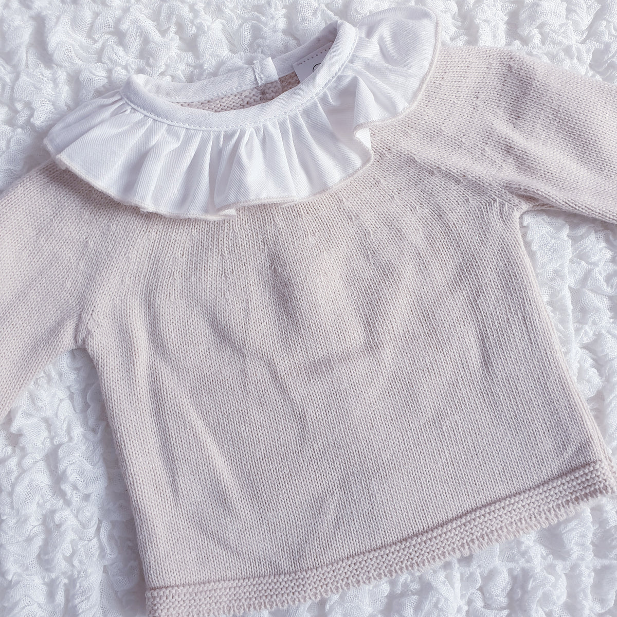 Baby Girls Beige Spanish Knitted Jam Pants & Jumper Set