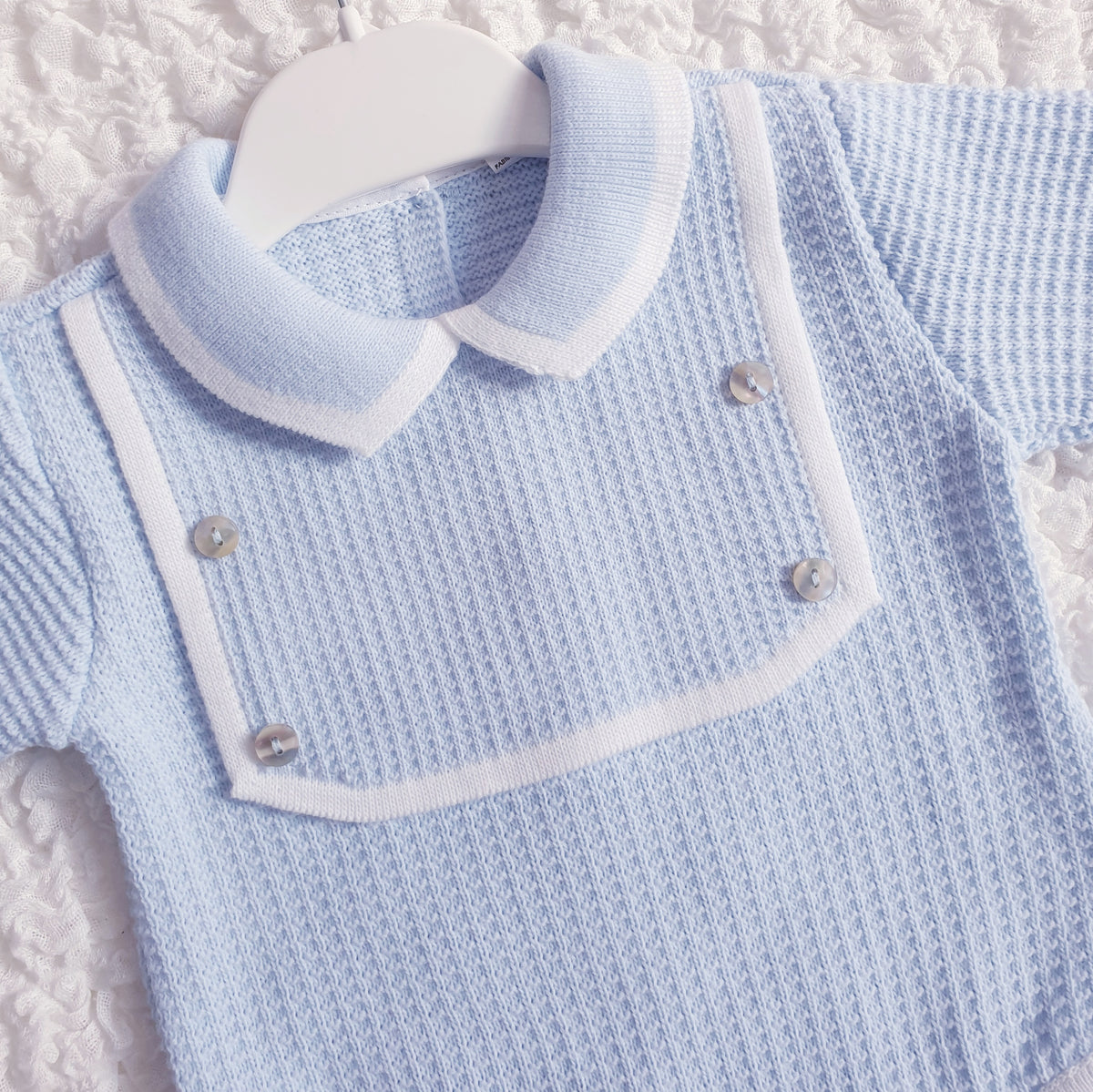 Baby Boys Blue Spanish Knitted Romper