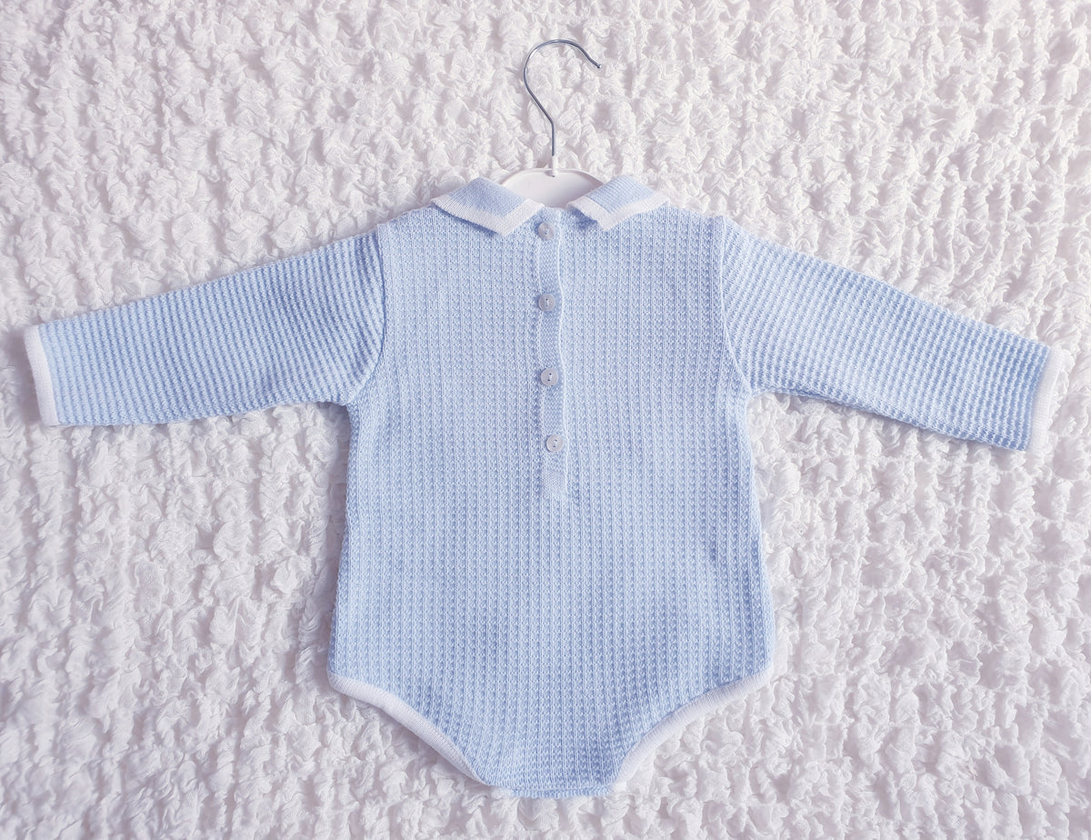 Baby Boys Blue Spanish Knitted Romper