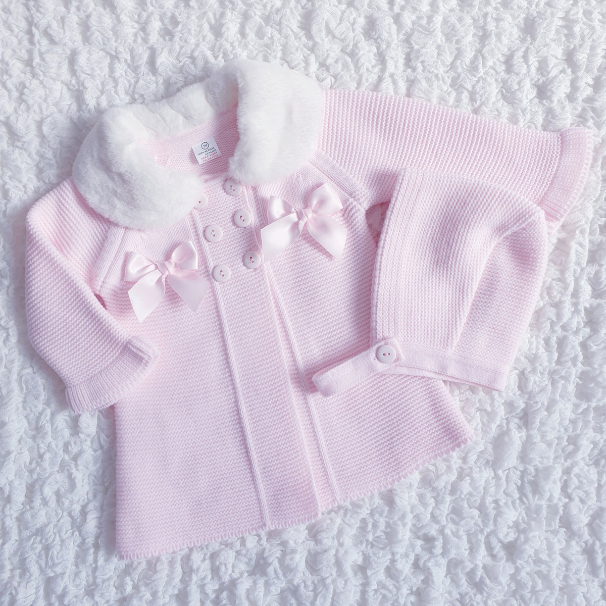 Baby Girls Pink Knitted Coat & Bonnet