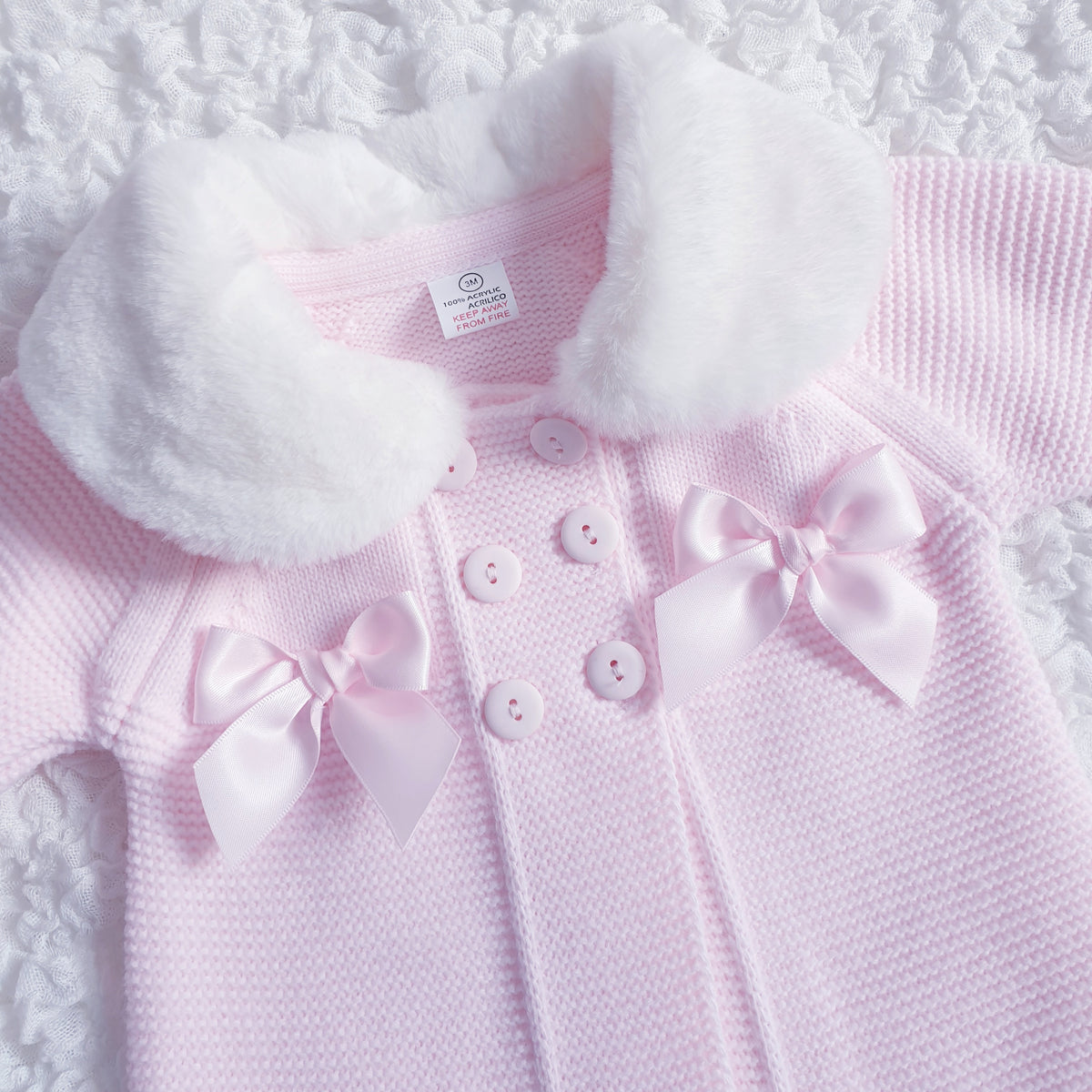 Baby Girls Pink Knitted Coat & Bonnet