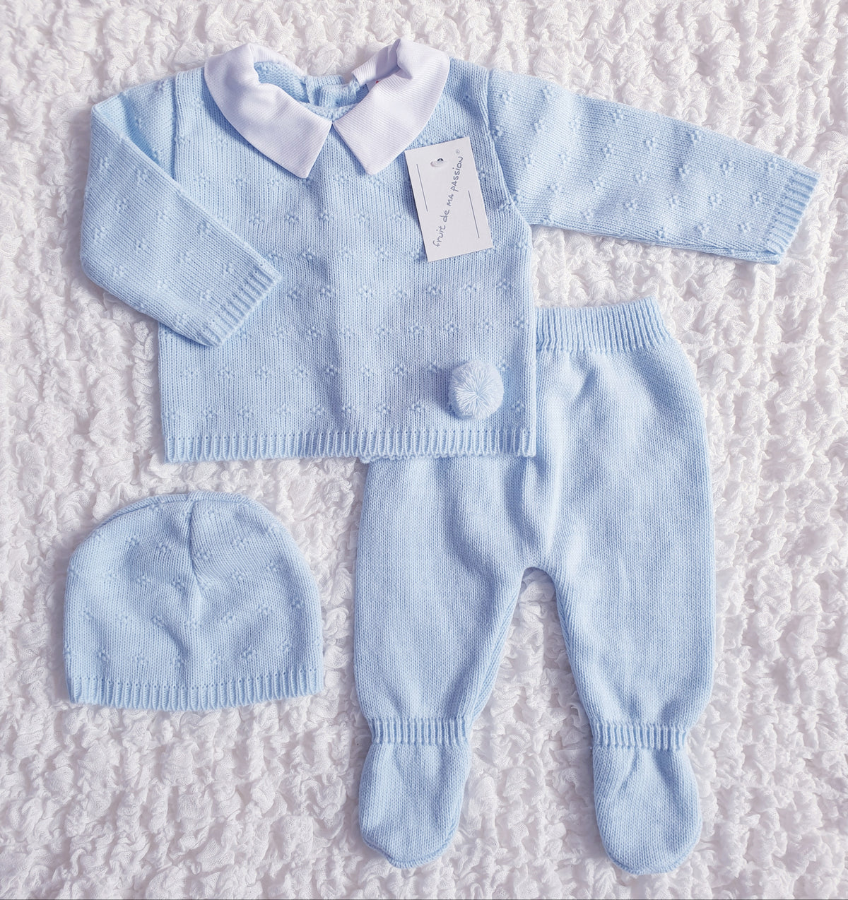 Baby Boys Blue Spanish Knitted 3 Piece Box Set