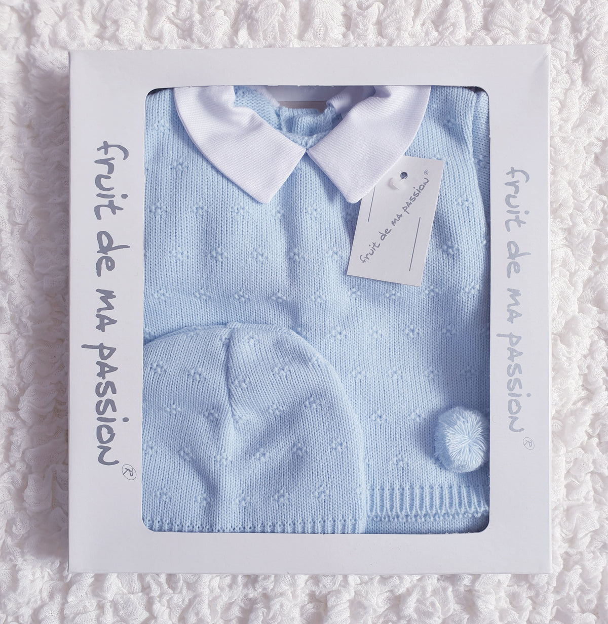 Baby Boys Blue Spanish Knitted 3 Piece Box Set