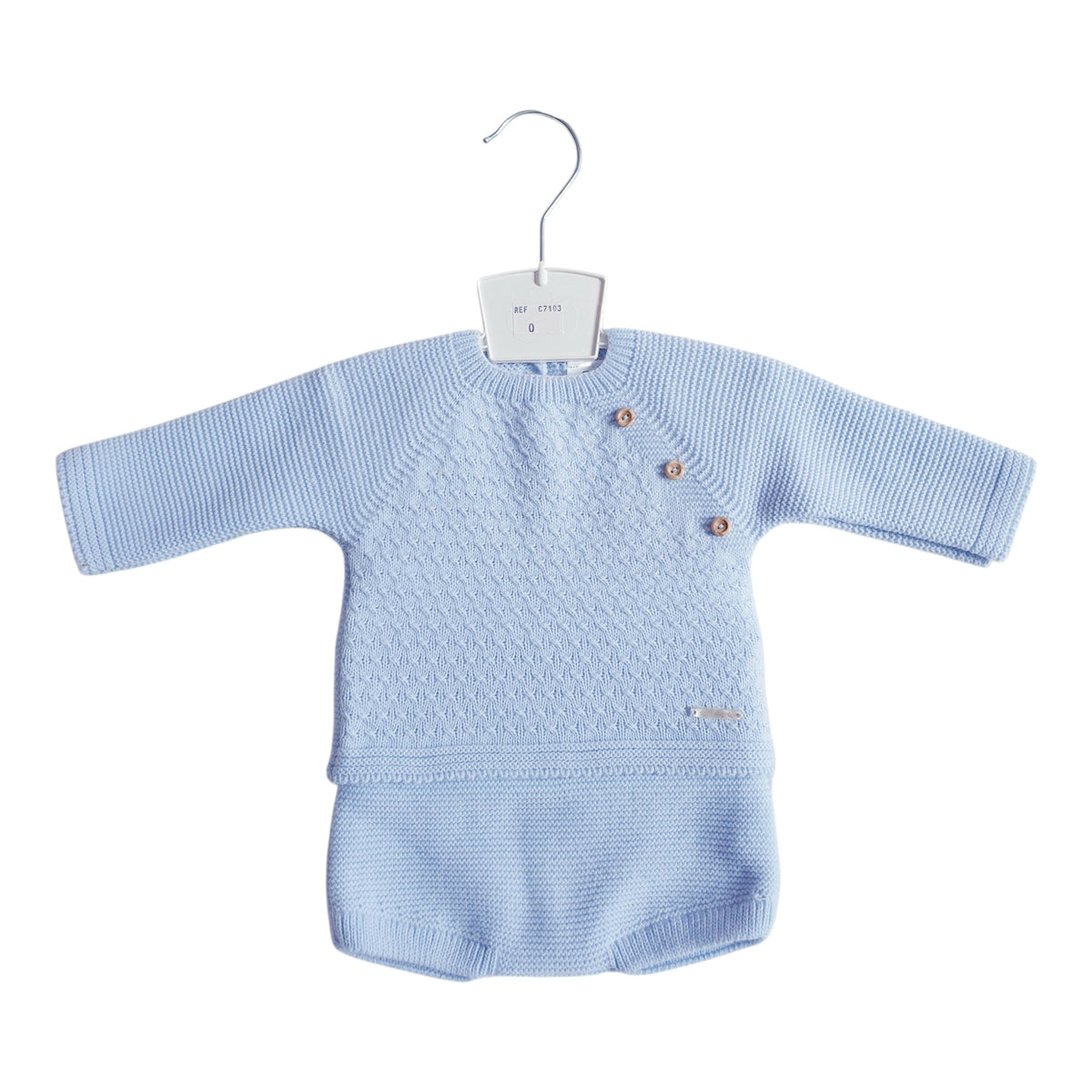 Baby Boys Blue Knitted Jam Pants Set