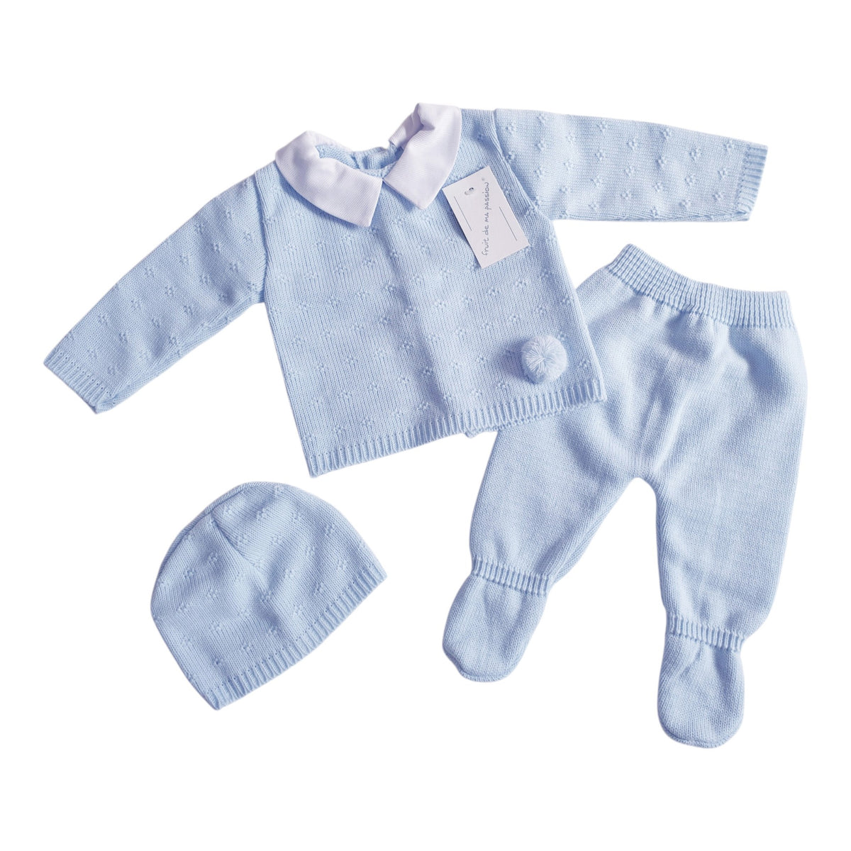 Baby Boys Blue Spanish Knitted 3 Piece Box Set