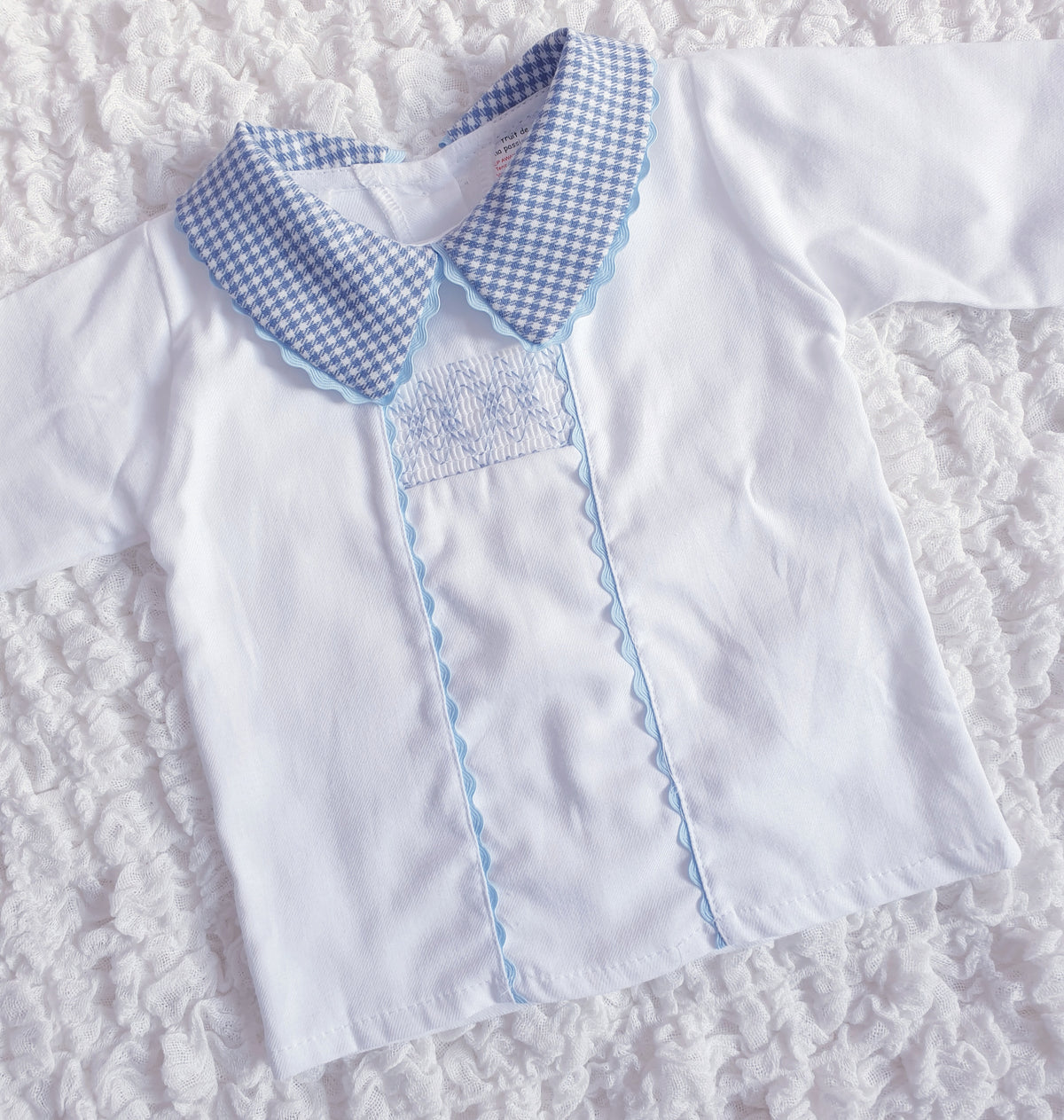 Baby Boys Blue Spanish Houndstooth Smocked Outfit