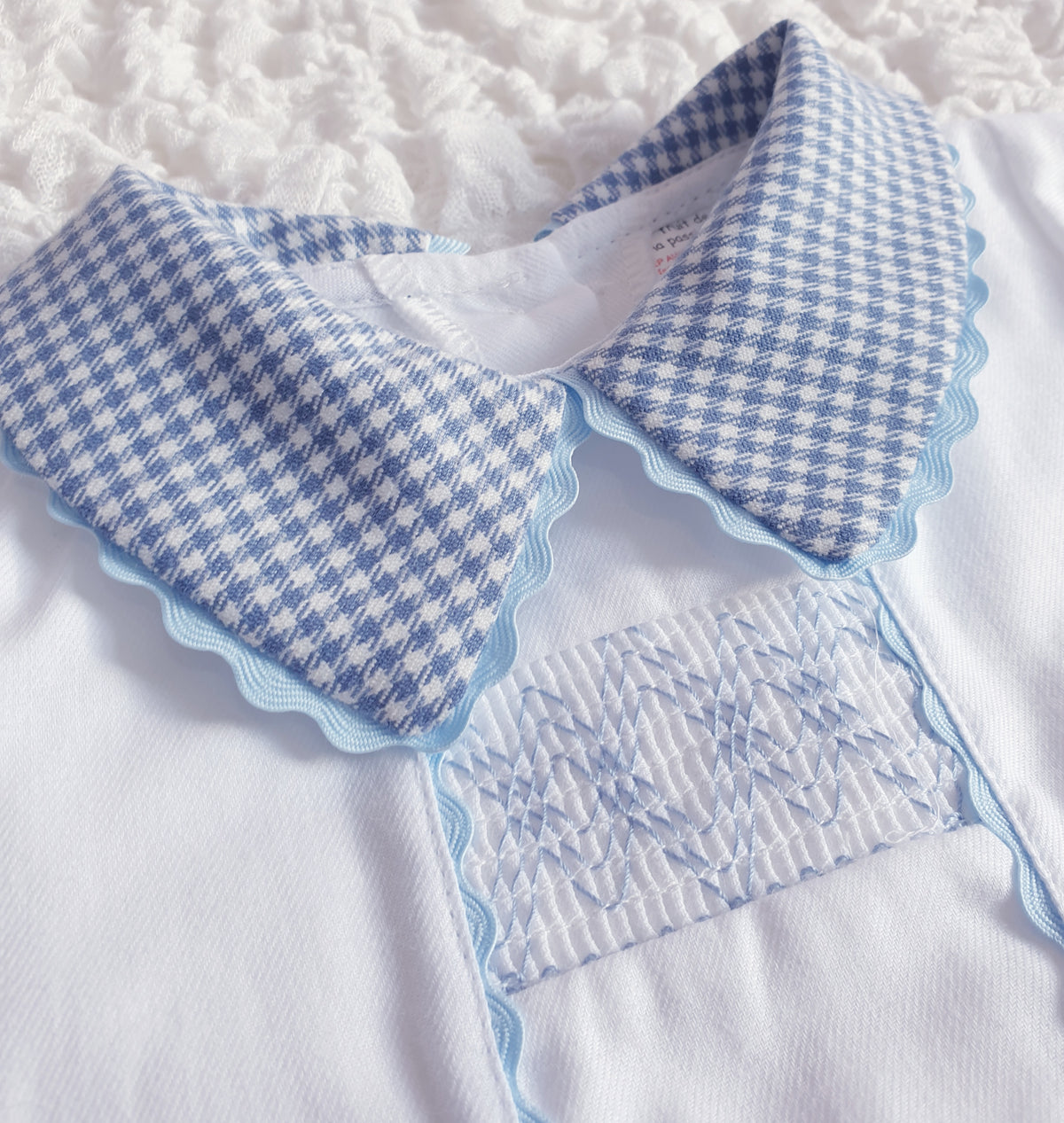 Baby Boys Blue Spanish Houndstooth Smocked Outfit