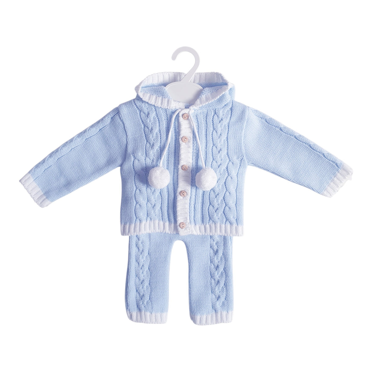 Baby Boys Blue Cable Knitted Jacket & Trouser Set