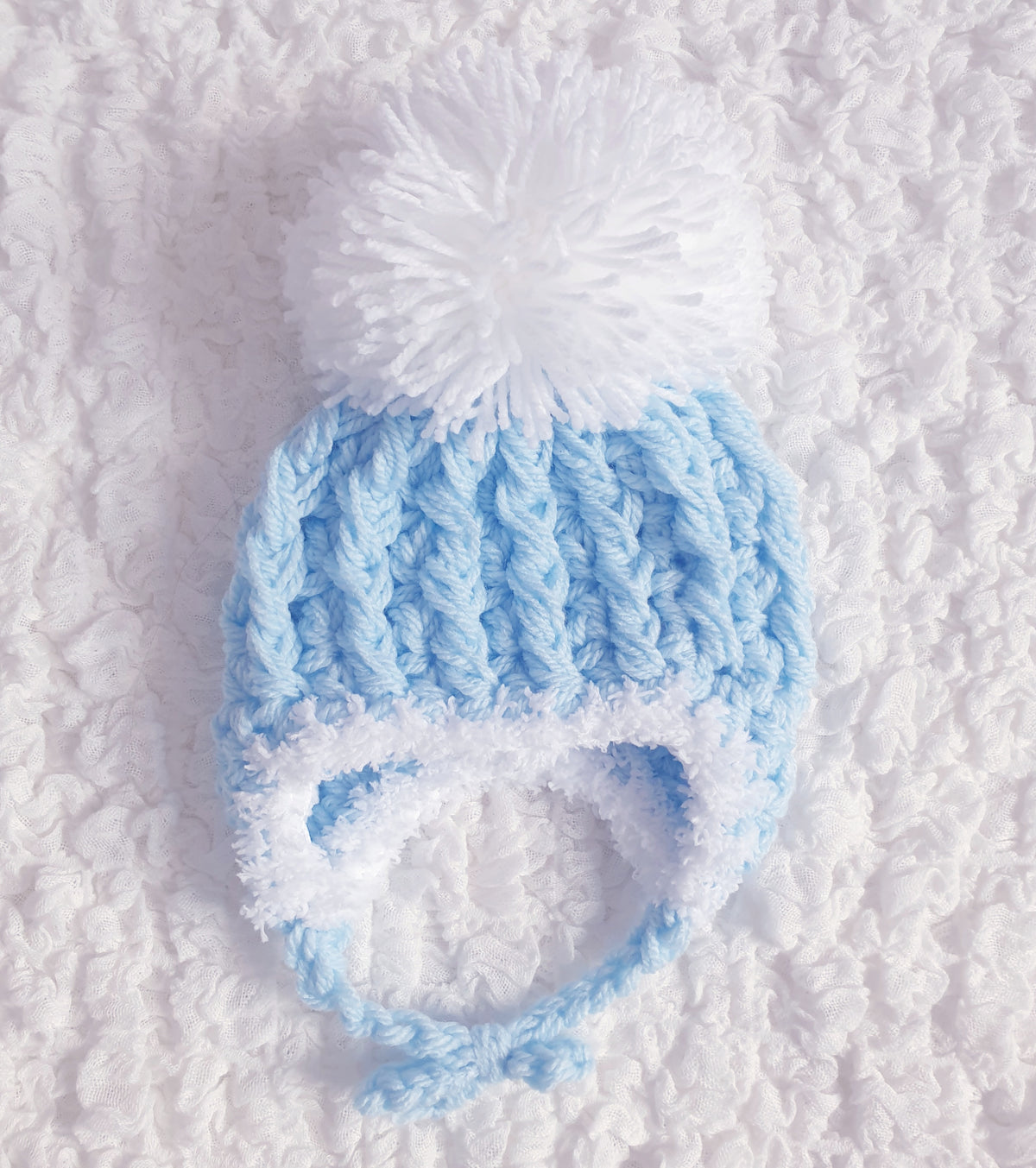 Baby Boys Blue White Hand Knitted Cardigan & Hat Set