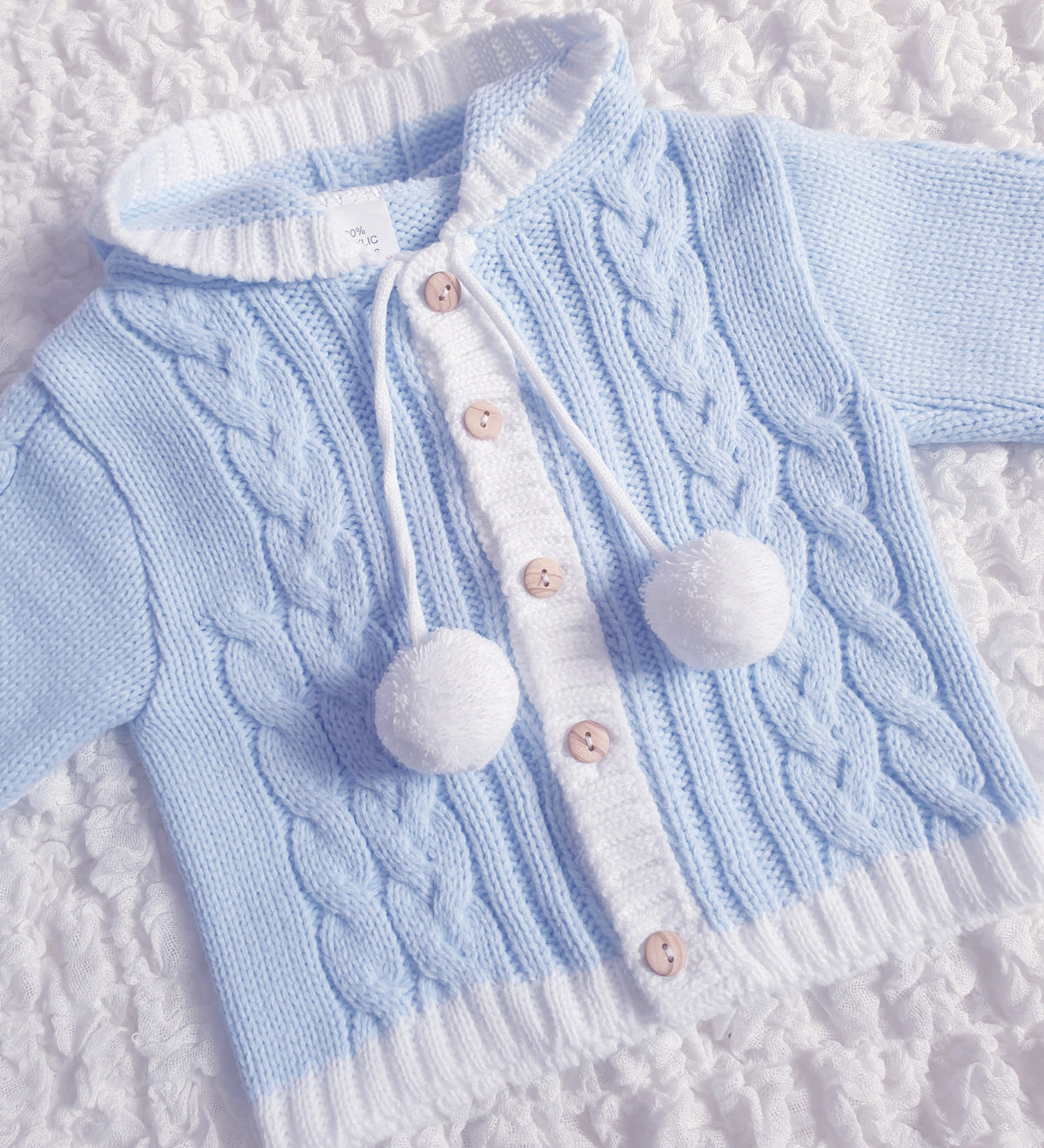 Baby Boys Blue Cable Knitted Jacket & Trouser Set
