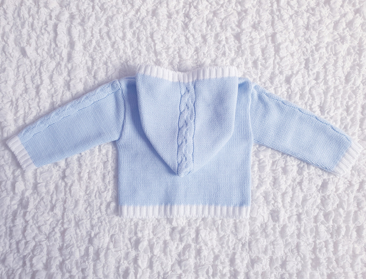 Baby Boys Blue Cable Knitted Jacket & Trouser Set