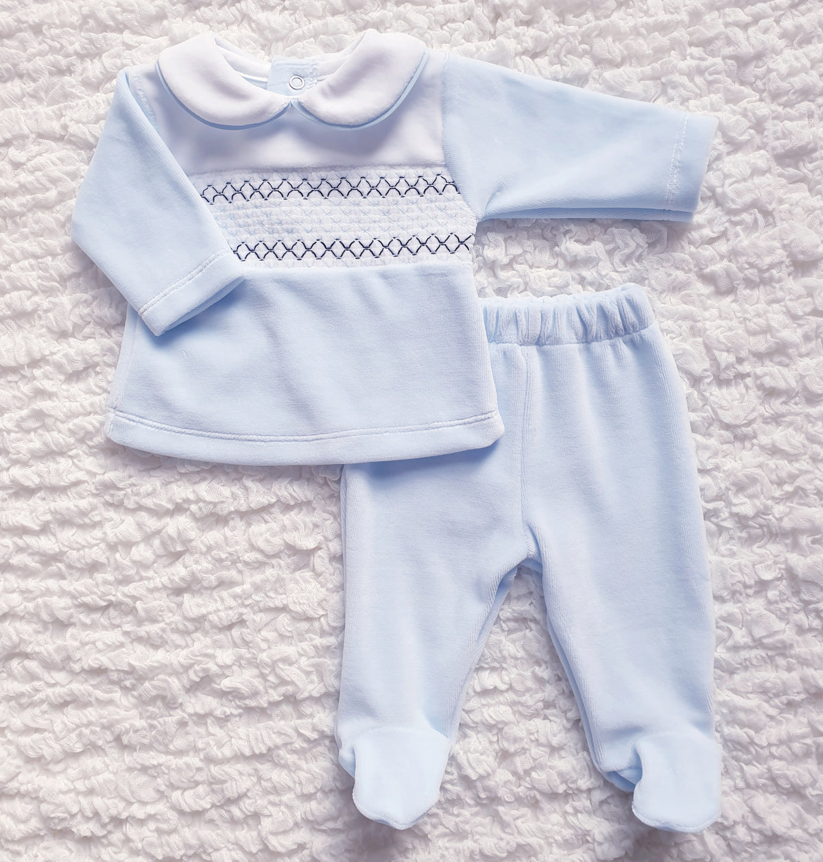 Baby Boys Velour Smocked 2 Piece Set