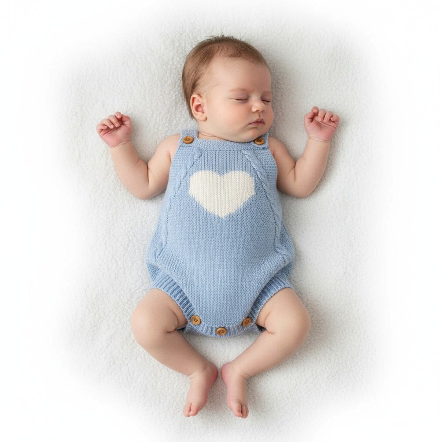 Baby Girls/Boys Pink/Blue Knitted Heart Romper