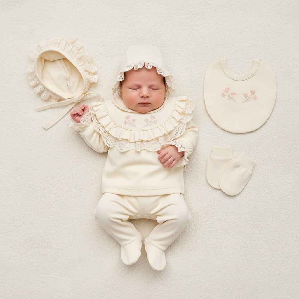 Baby Girls Cream Floral 5 Piece Set