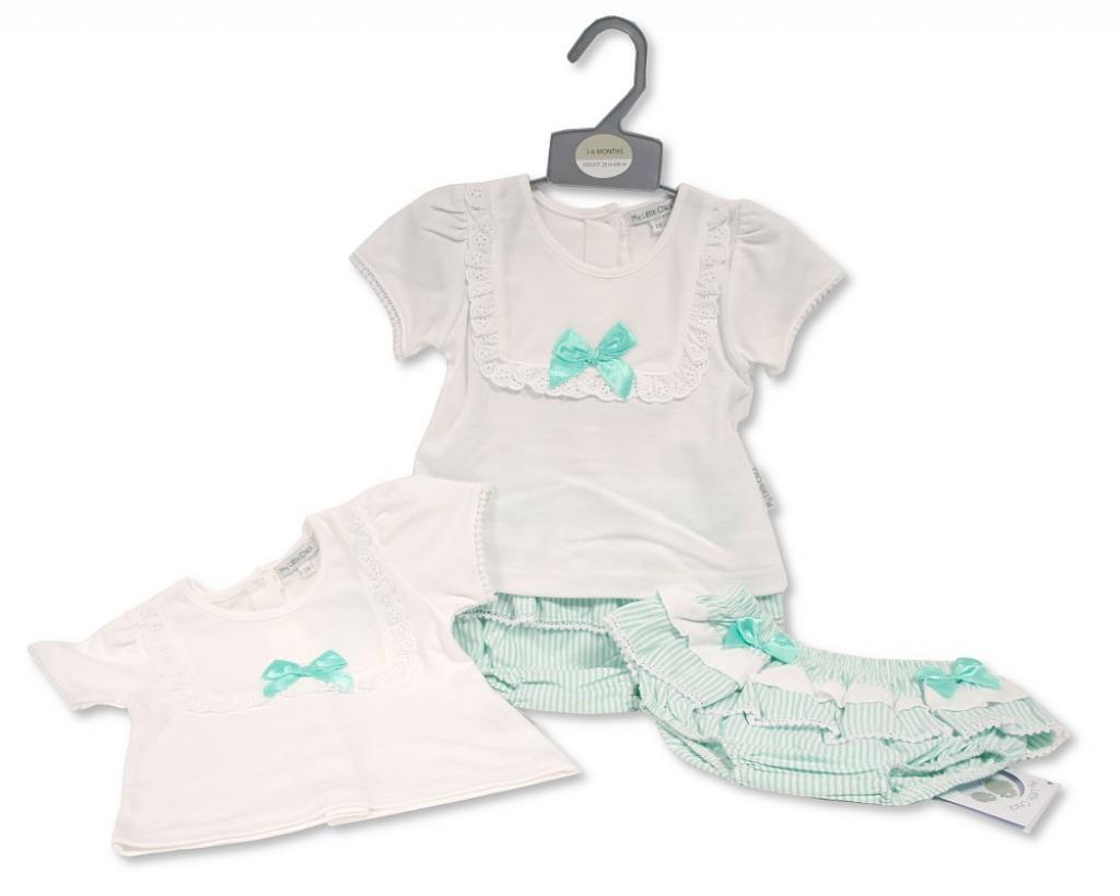 Baby Girls Mint Skirt Jam Pants Set