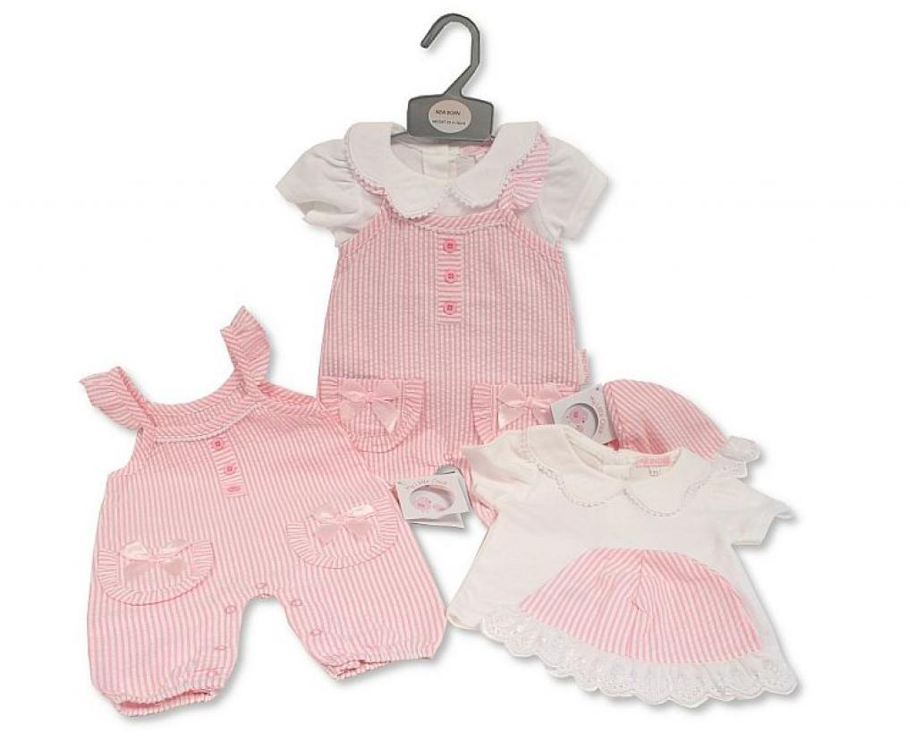 Baby Girls Pink Striped Romper Set