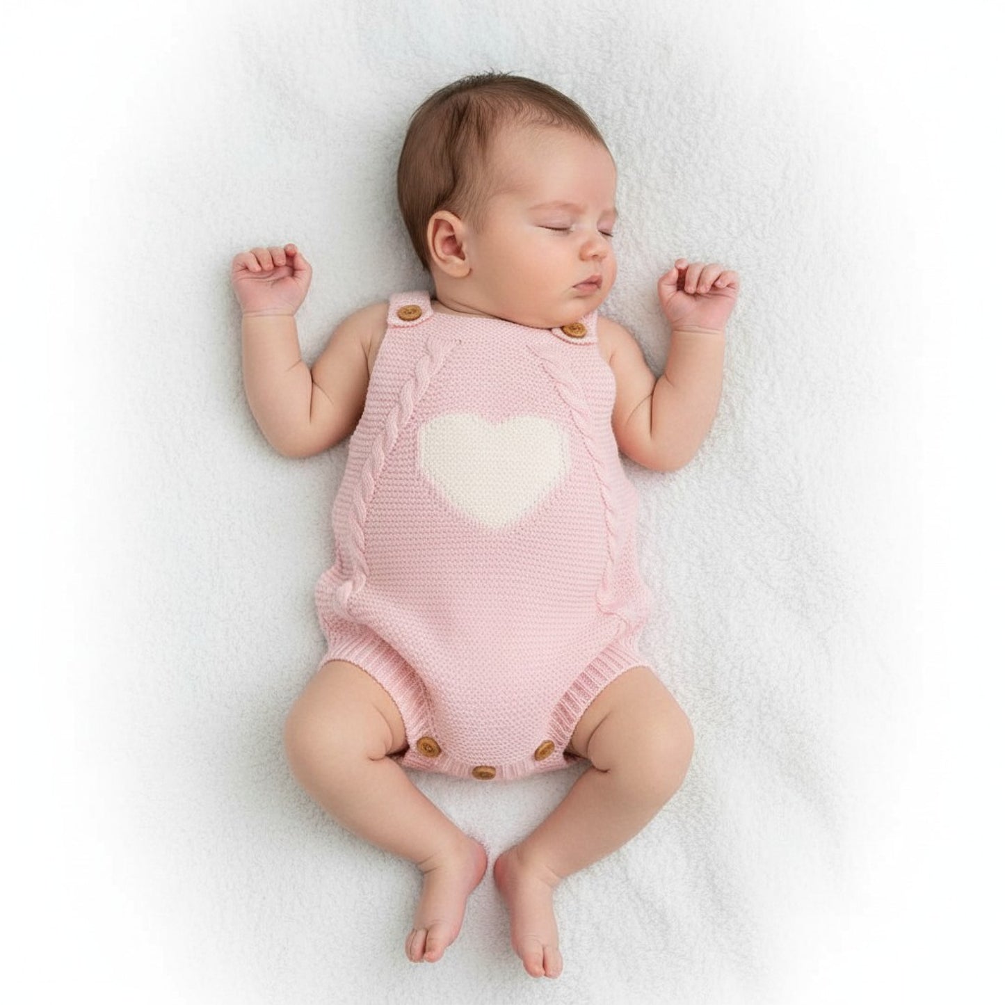 Baby Girls/Boys Pink/Blue Knitted Heart Romper