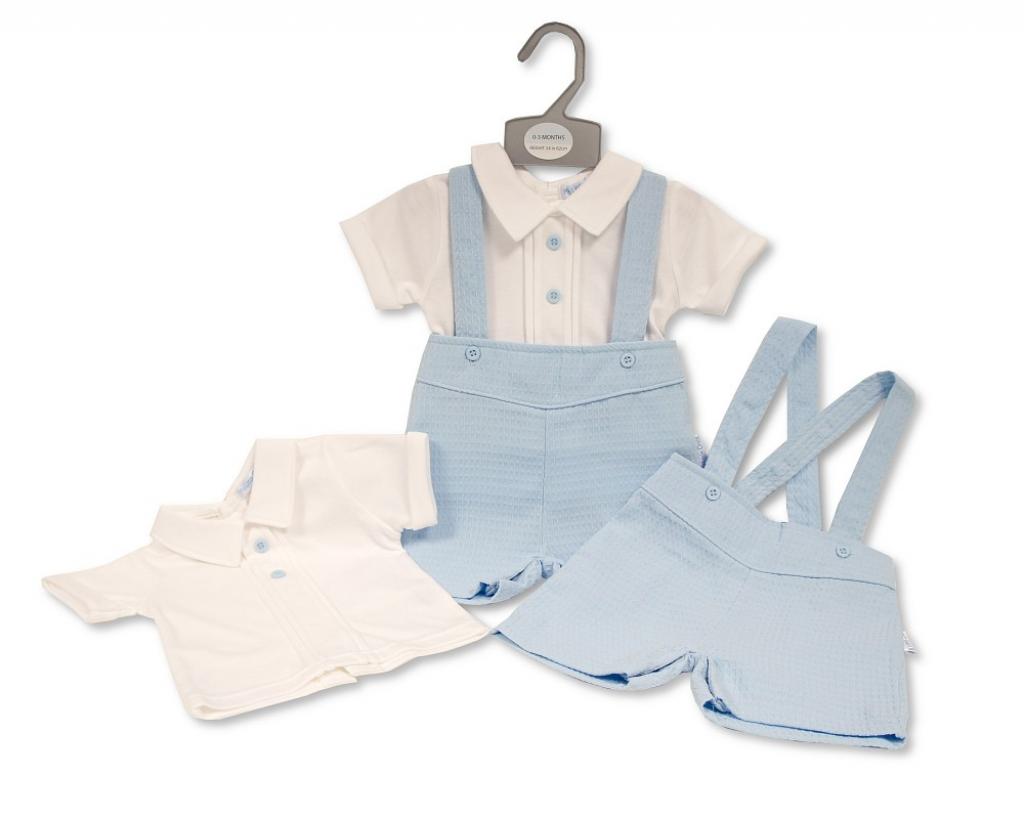 Baby Boys Blue Suspended Shorts Set