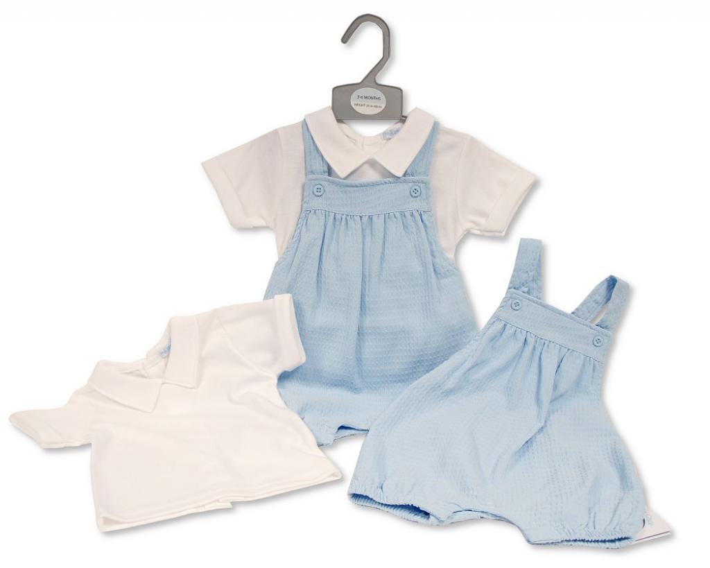 Baby Boys Blue Short Dungaree Set