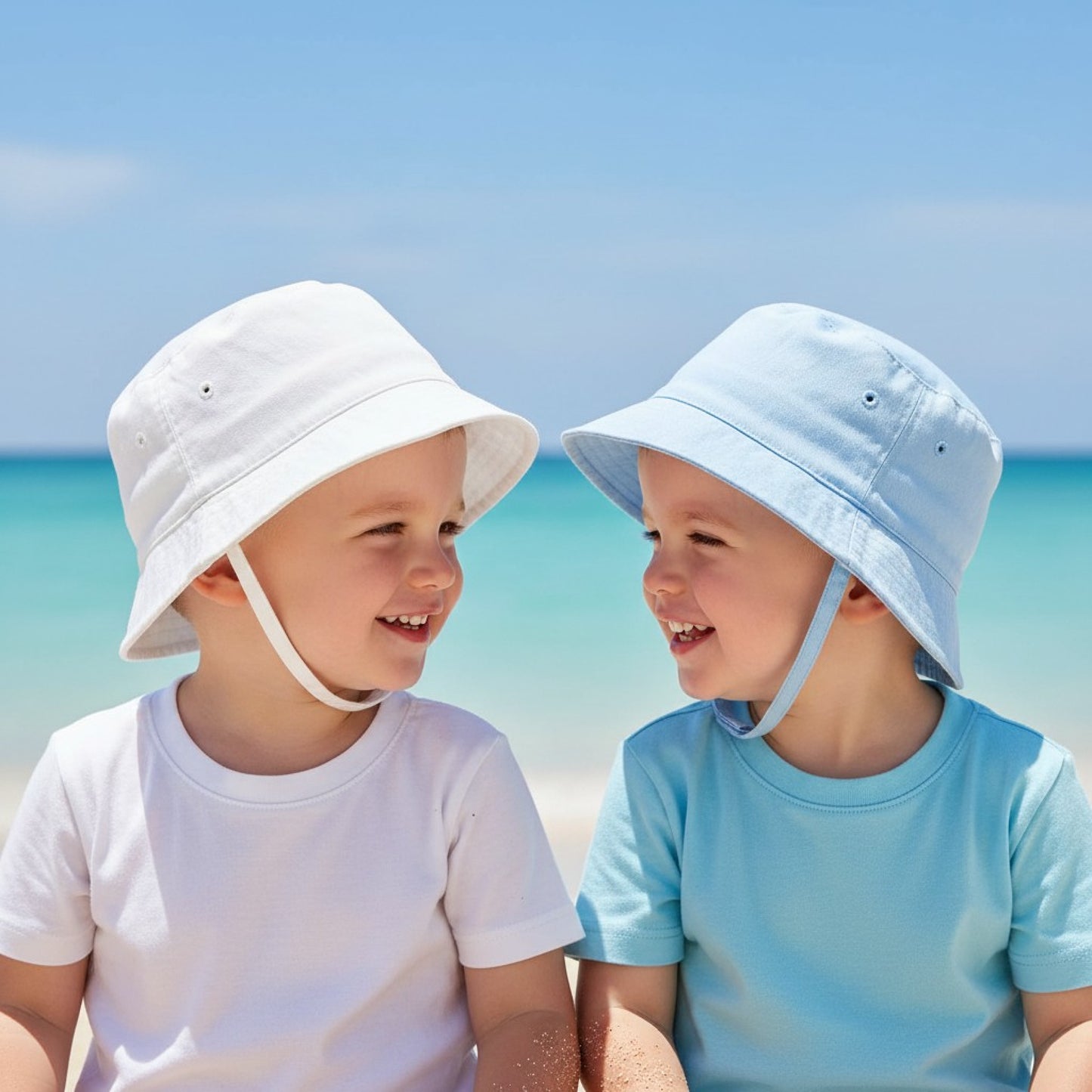 Summer Bucket Hats White Blue Pink