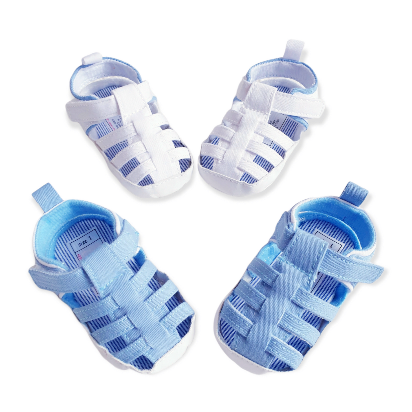 Baby Boys Blue/White Soft Sole Sandals