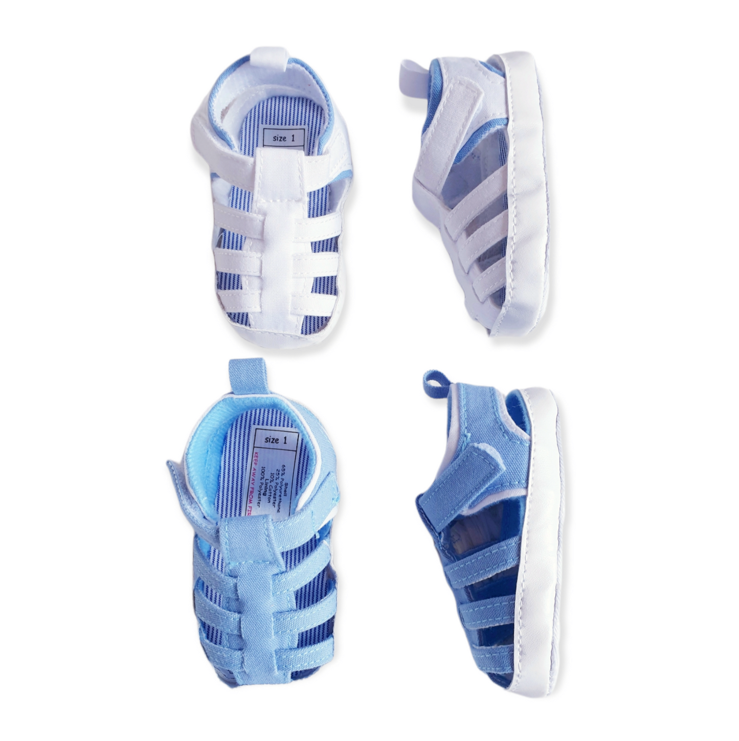 Baby Boys Blue/White Soft Sole Sandals