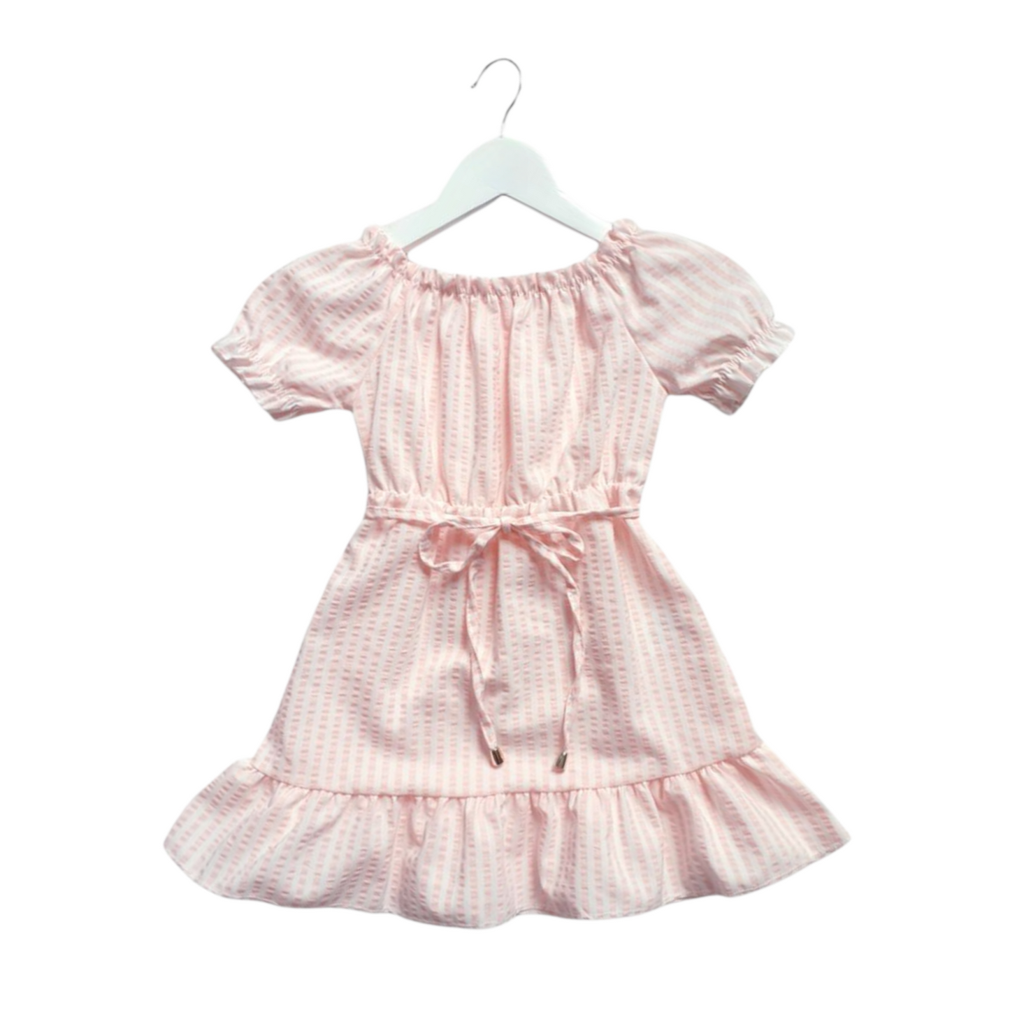 Peachy Pink Striped Summer Dress