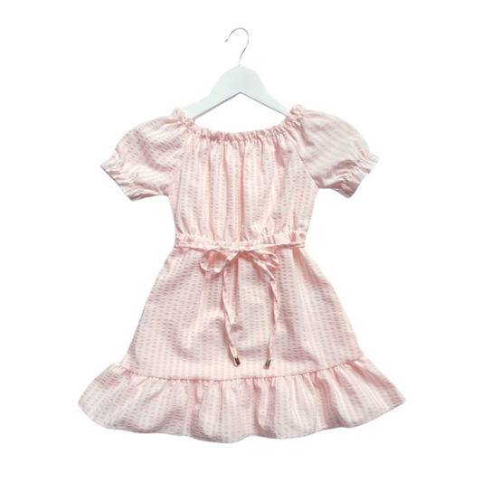 Peachy Pink Striped Summer Dress