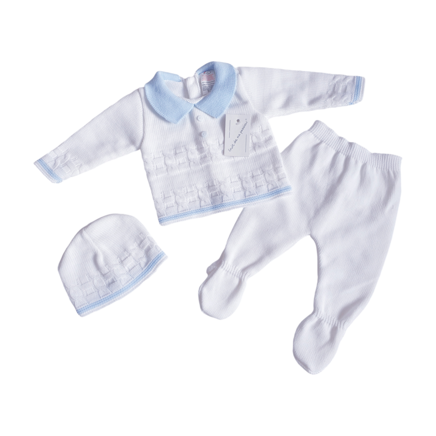 Baby Boys White/Blue Spanish Knitted Set