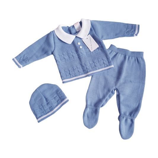 Baby Boys Petrol Blue Spanish Knitted Set