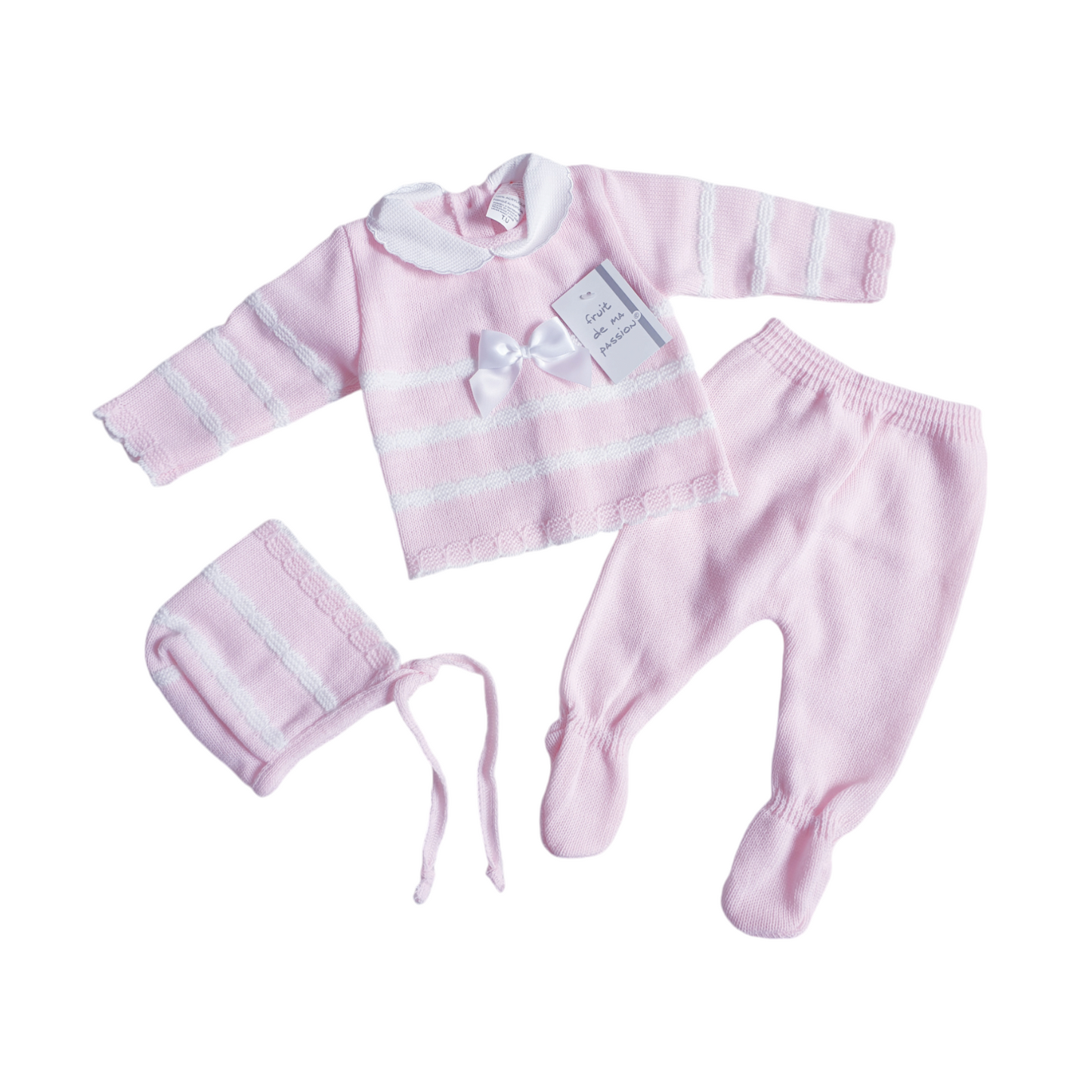 Baby Girls Spanish Pink/White Knitted Set