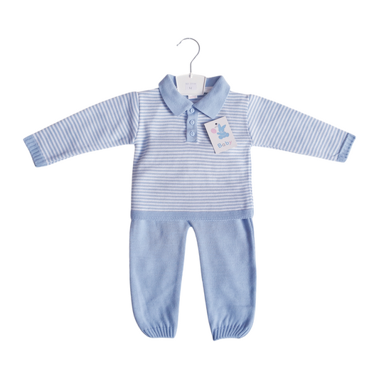 Boys Spanish Blue Striped Knitted 2 Piece Set