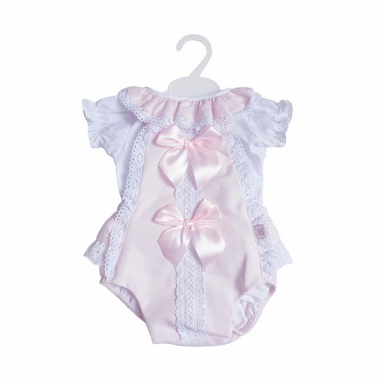 Baby Girls Pink Spanish Romper & Frilly Collar Blouse