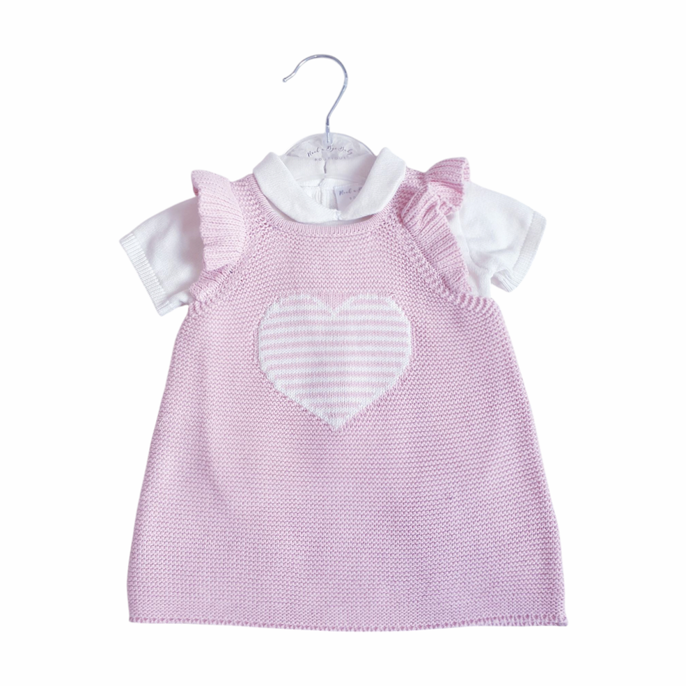 Baby Girls Pink Knitted Heart Dress & Top