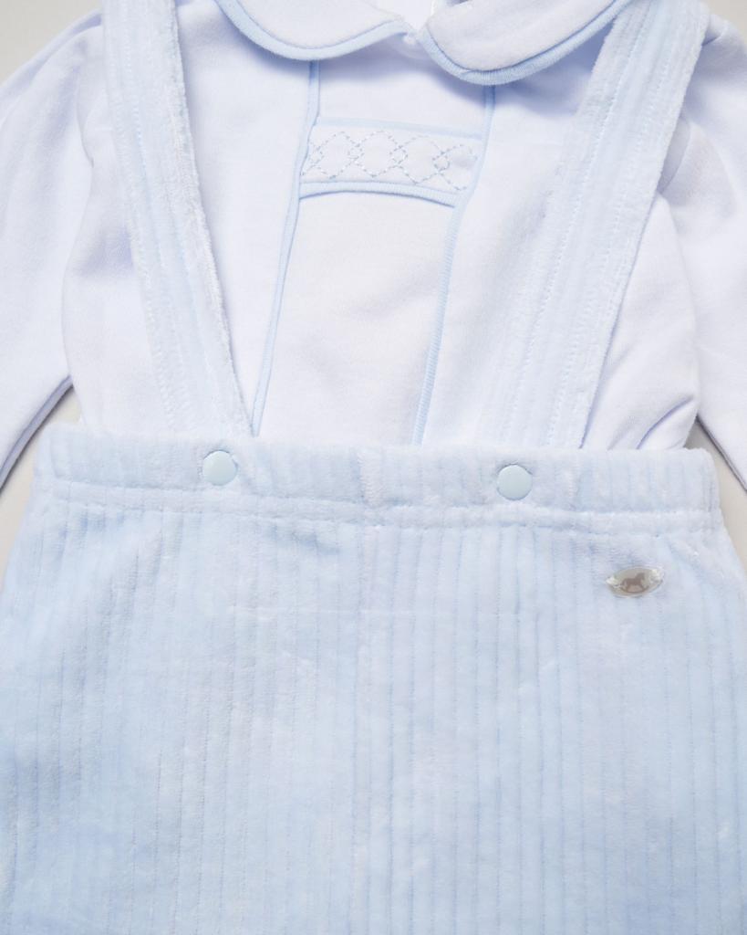 Baby Boys Blue/White Ribbed Velour Outfit Set