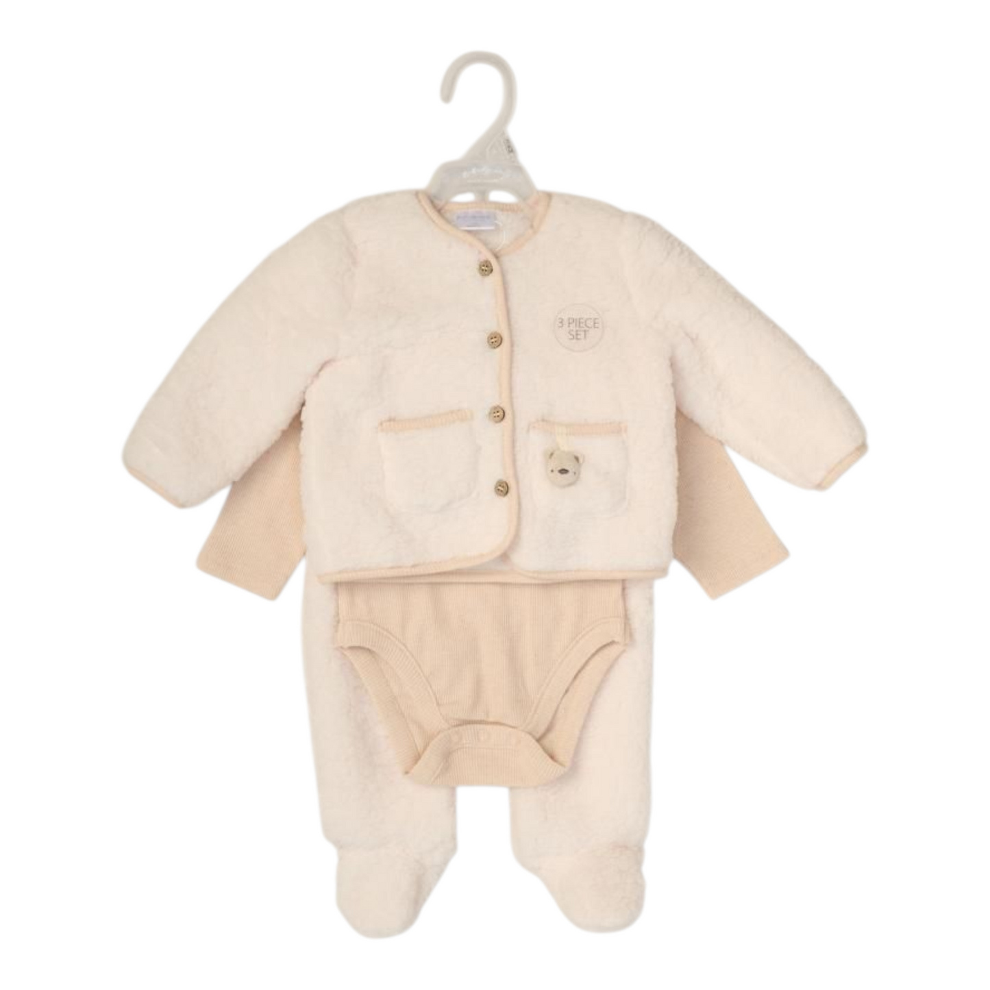 Baby Cream Sherpa Teddy Jacket Set