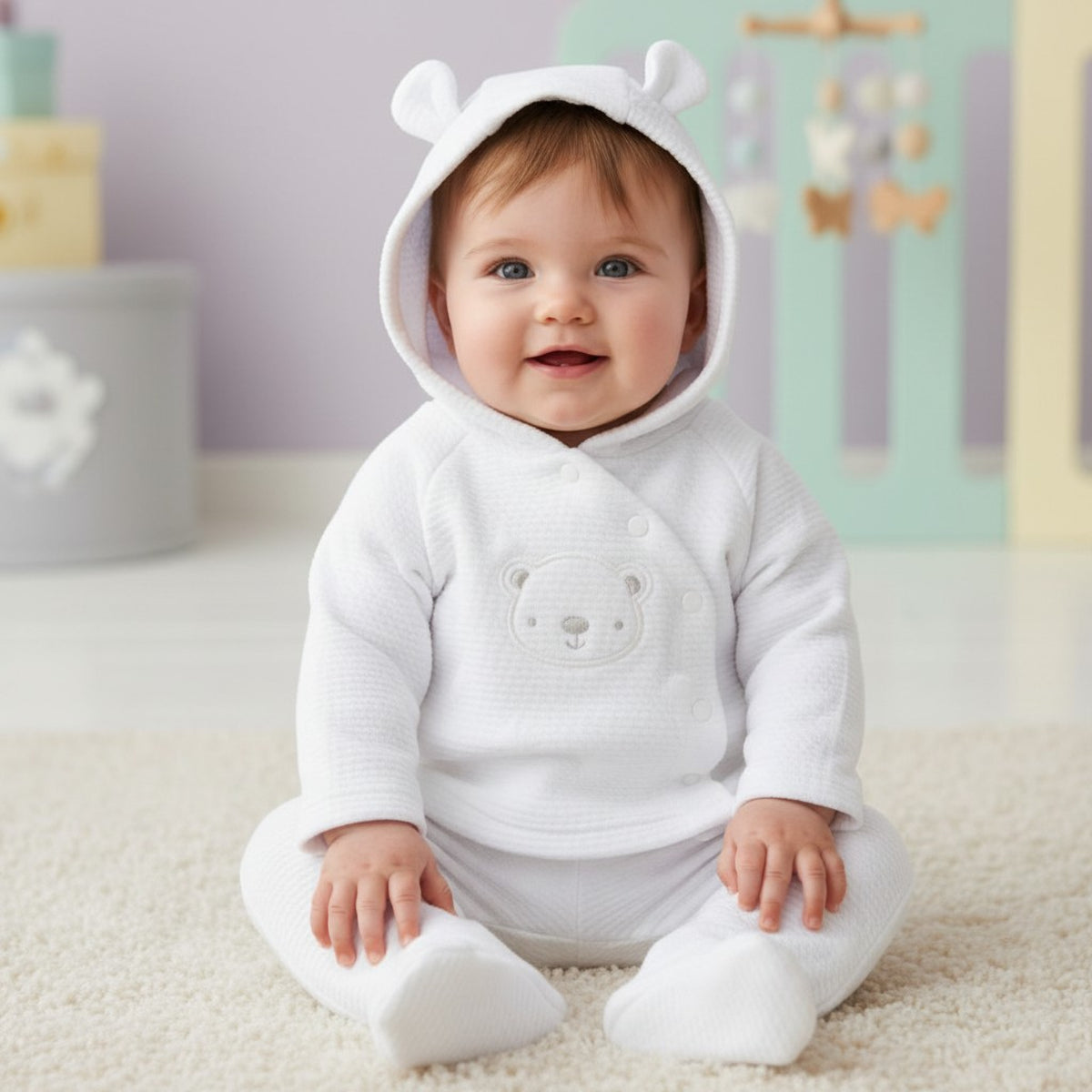 Baby White Teddy 2 Piece Set
