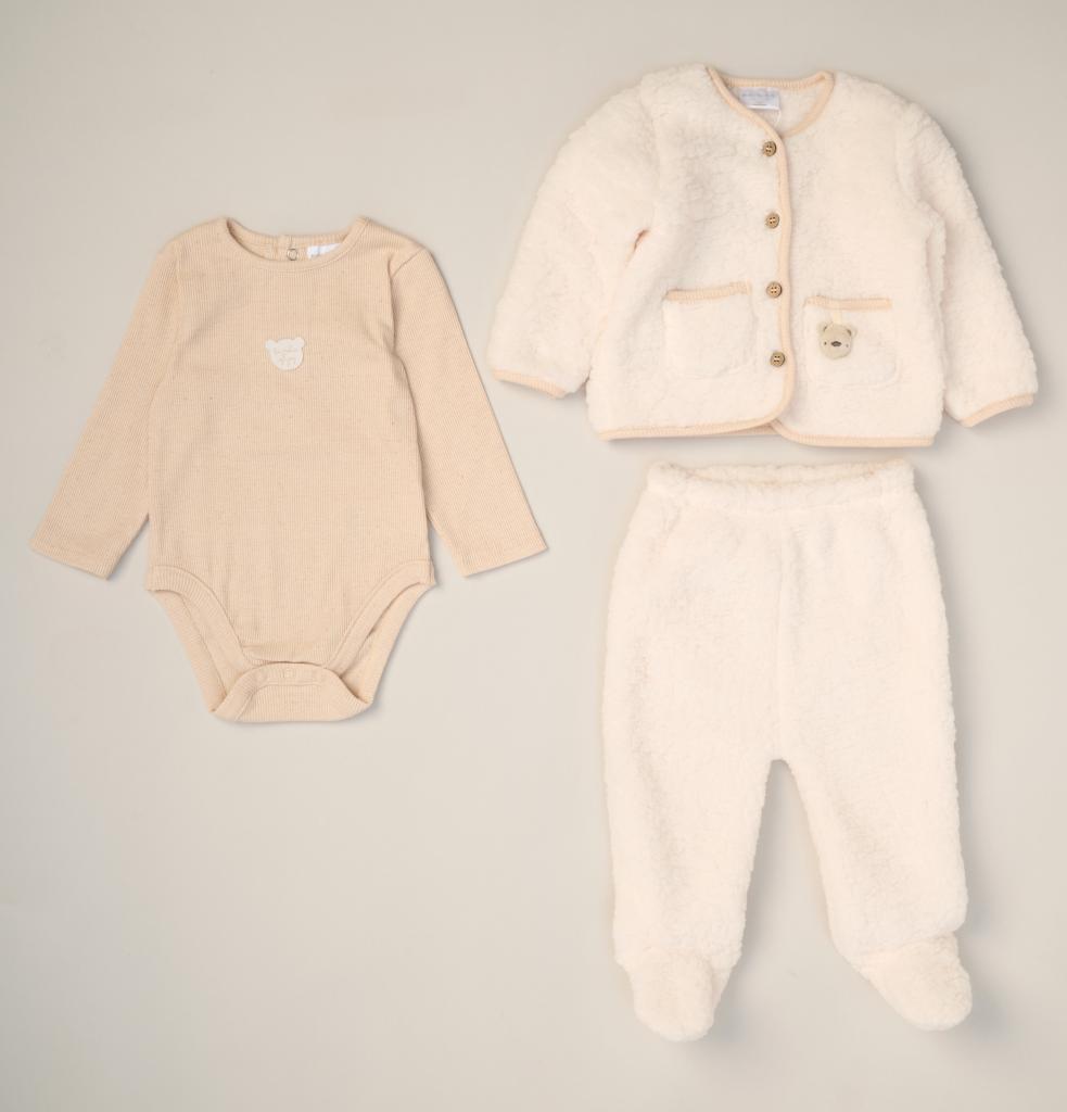 Baby Cream Sherpa Teddy Jacket Set