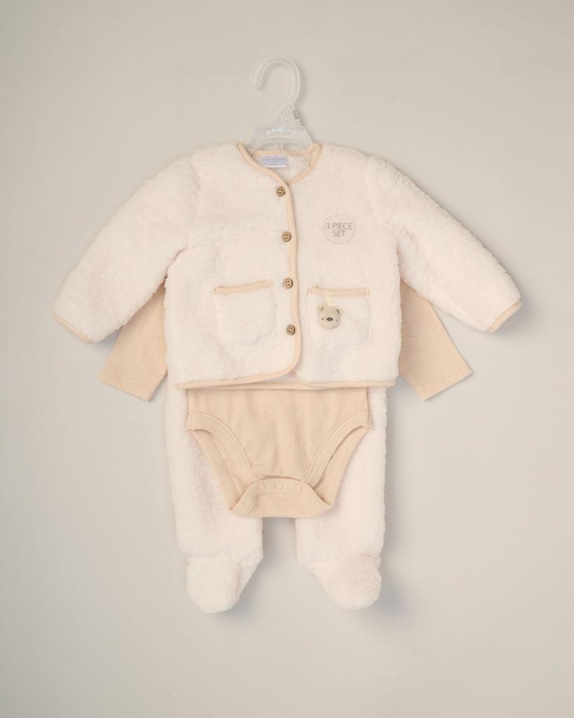 Baby Cream Sherpa Teddy Jacket Set