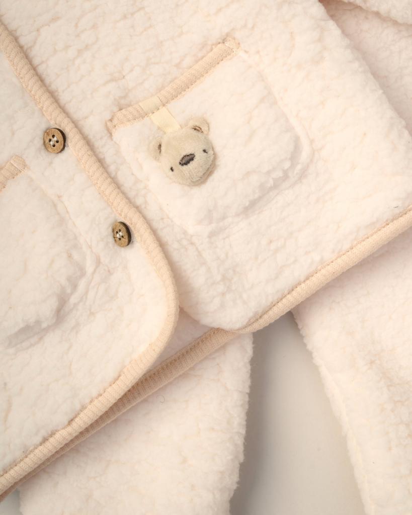 Baby Cream Sherpa Teddy Jacket Set
