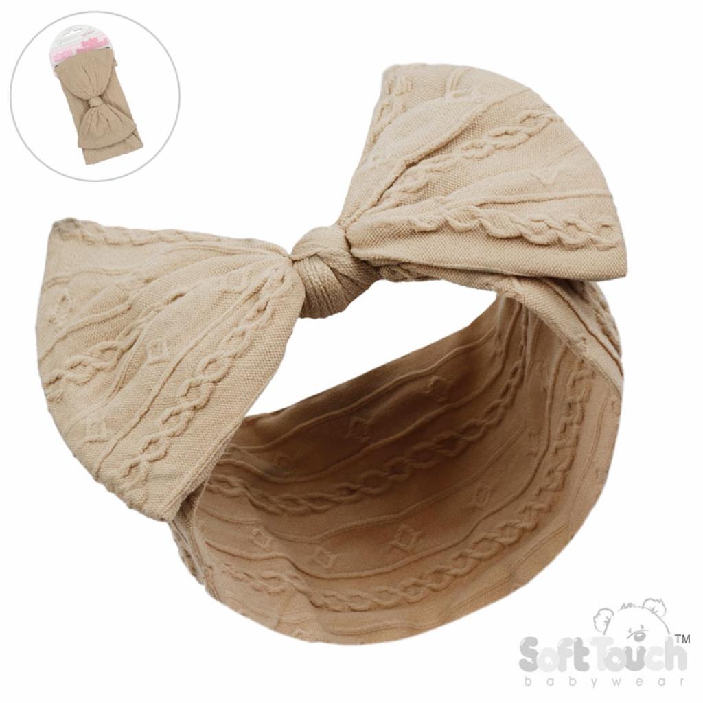 Baby Girls Beige Big Bow Headband