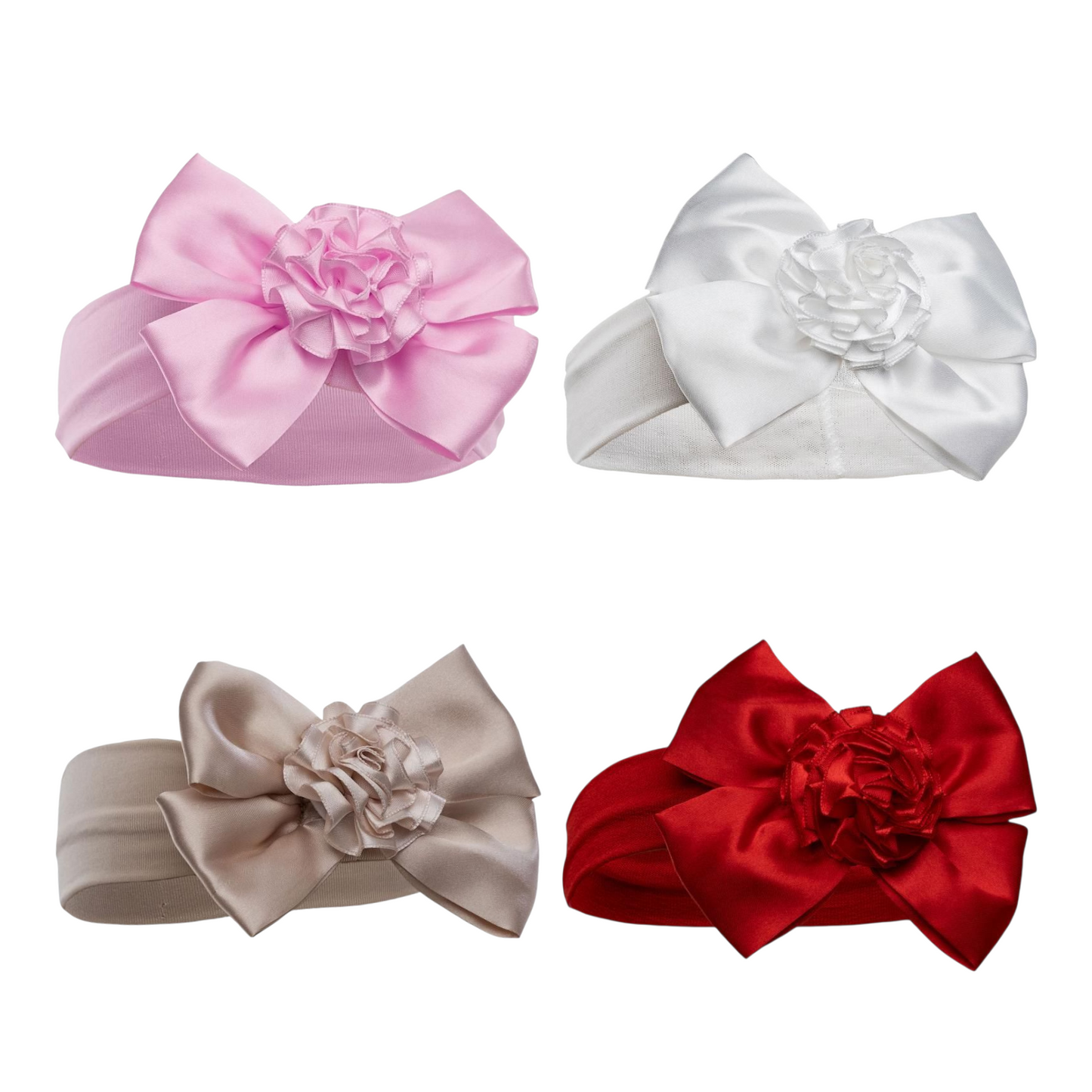 Baby Girls Bow & Flower Headband Pink/White/Red/Beige
