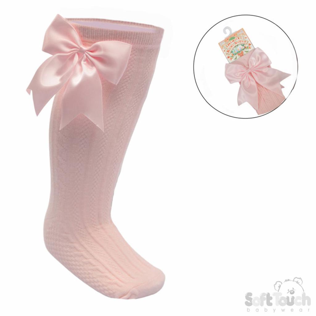 Baby Girls Knee High Bow Socks White/Cream/Beige/Pink 0-24M