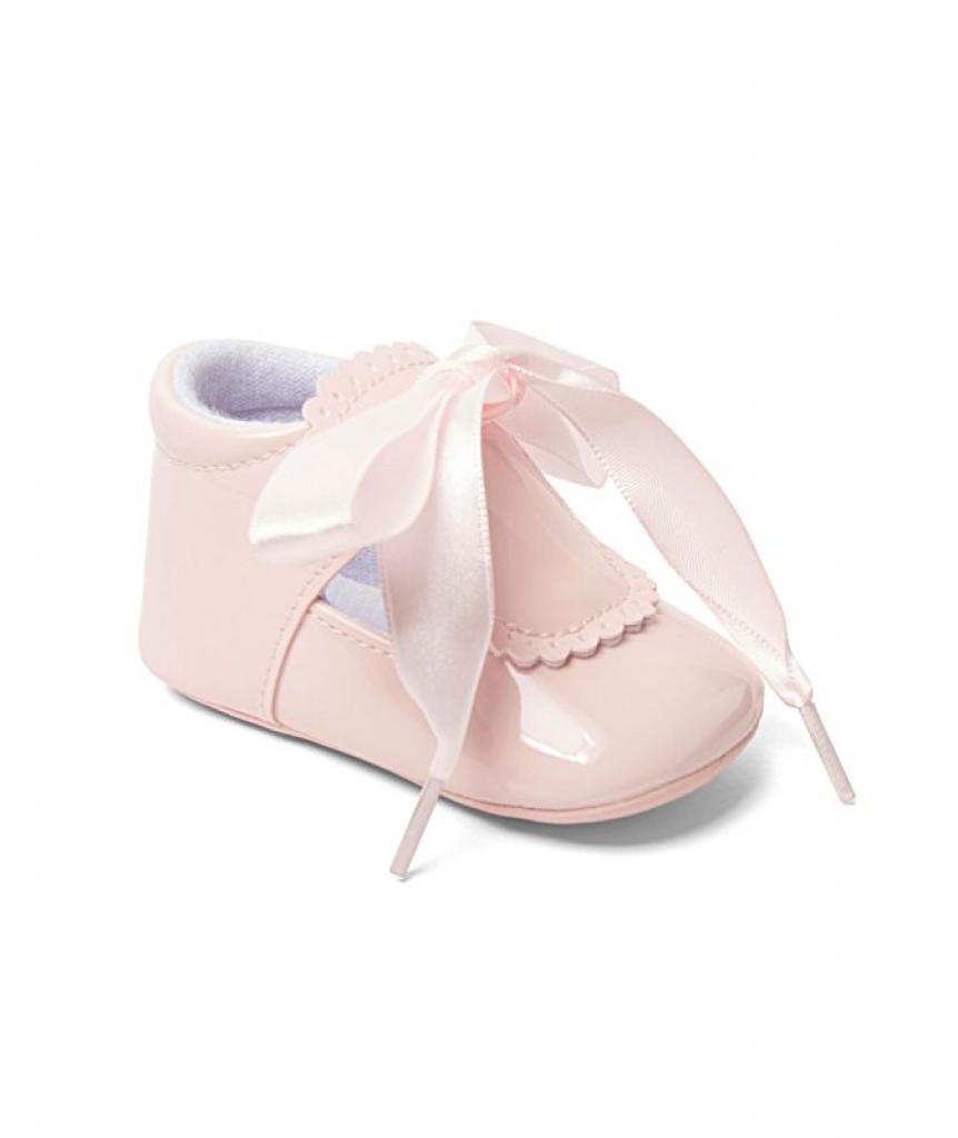 Baby Patent Soft Sole Ribbon Bow Shoes Pink White Blue